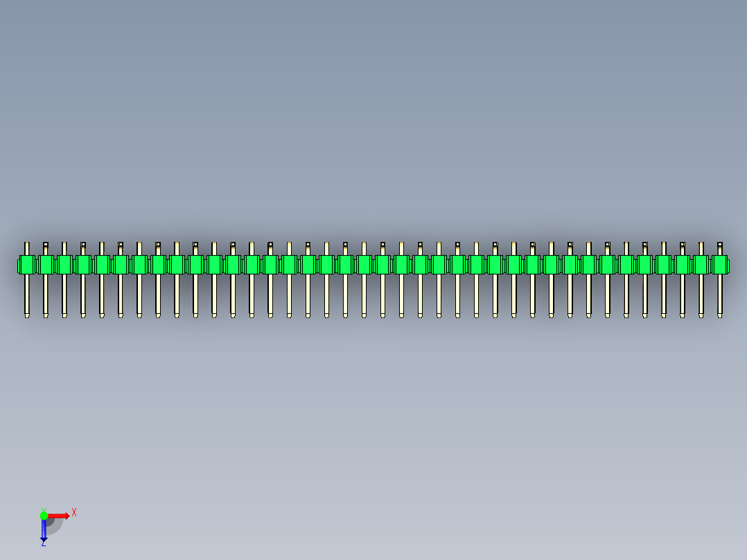 彩色公排针 100mil 2.54mm 系列-DS1022_green_38p_100mil_Type_SMT_R2_rev1.0俯视图