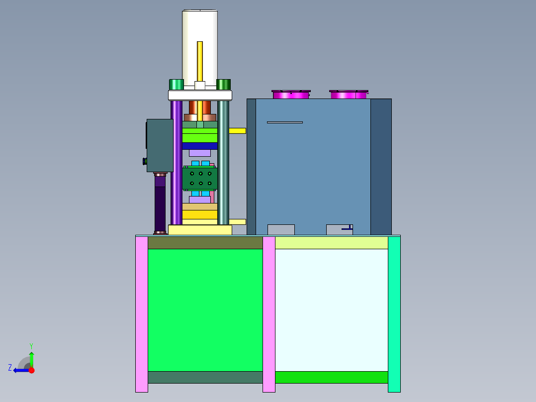 混合式铝模冲压烧结机右视图