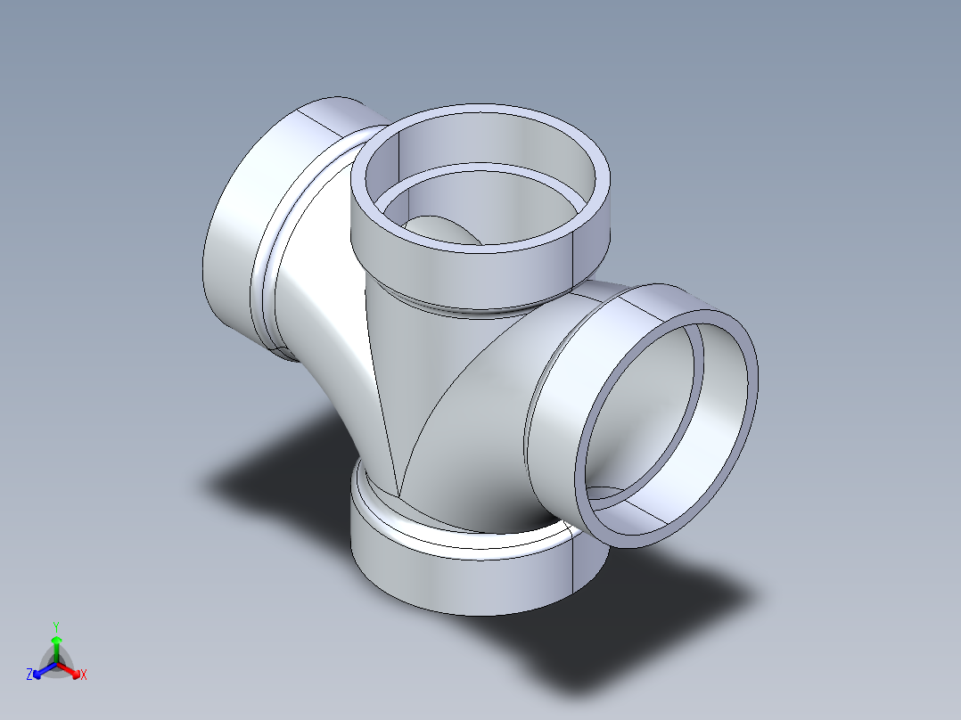 船舶管路系统S15_SeaDrainPLUS_DoubleSanitaryTee-SxSxSxS_37E161903_3in Sea Drain Plus - Sanitary Double Tee - SxSxSxS正等轴测图
