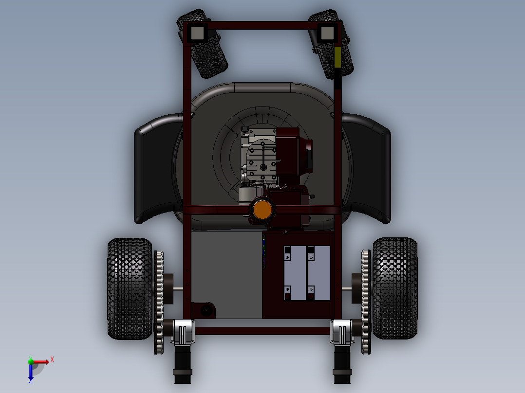遥控电动割草机俯视图