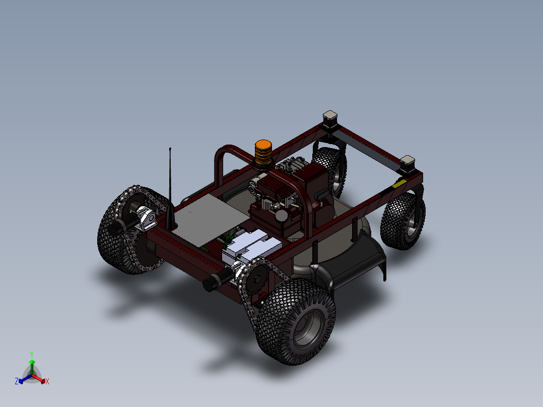 遥控电动割草机正等轴测图