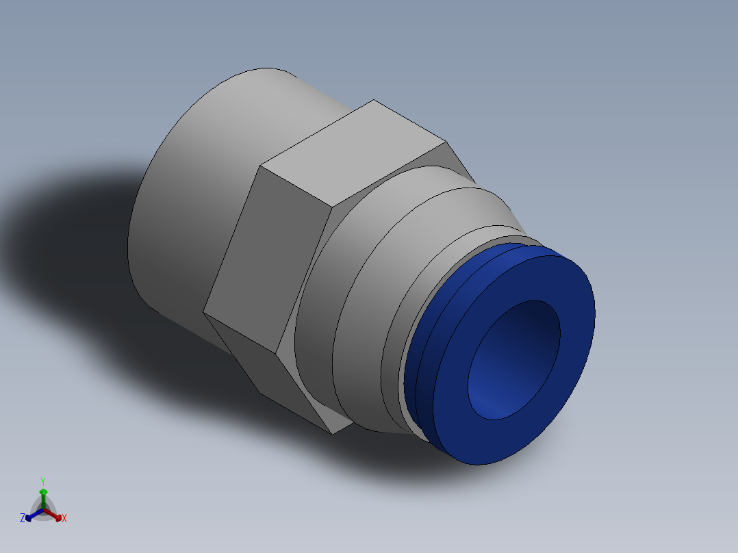 Ø8 x 3-8G - CONEXÃO RETA (C02250838)正等轴测图