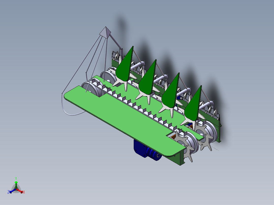XL-小麦割晒机的设计三维SW设计素材正等轴测图