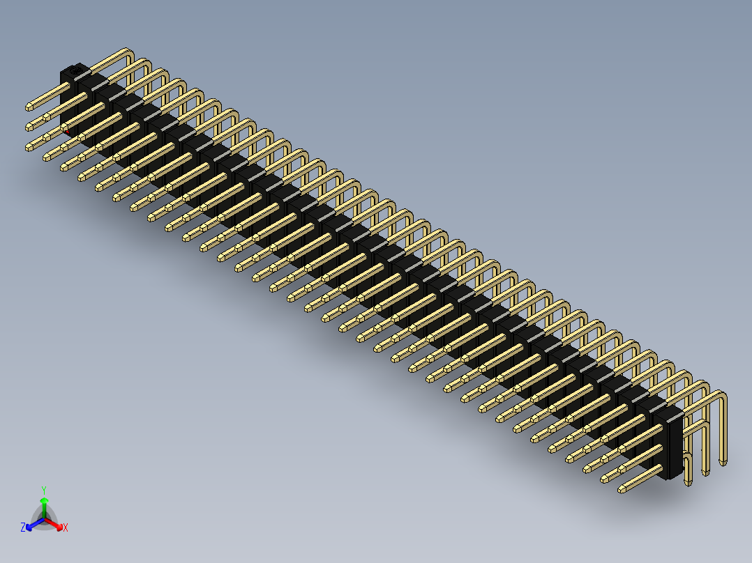 彩色公排针 100mil 2.54mm 系列-DS1022_black_3x35p_100mil_TypeD_rev1.0正等轴测图