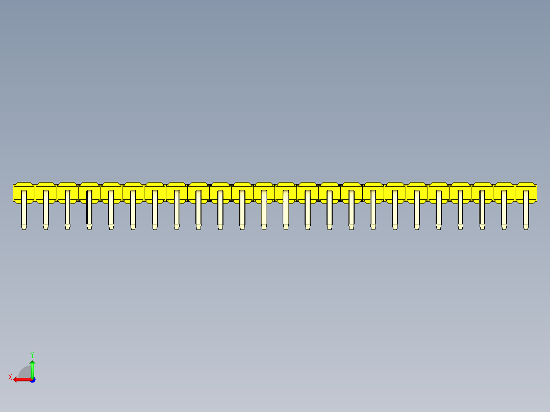彩色公排针 100mil 2.54mm 系列-DS1022_yellow_1x24p_100mil_TypeD_rev1.0后视图