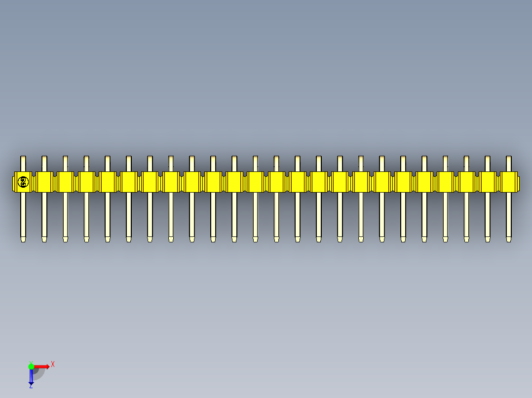 彩色公排针 100mil 2.54mm 系列-DS1022_yellow_1x24p_100mil_TypeD_rev1.0俯视图