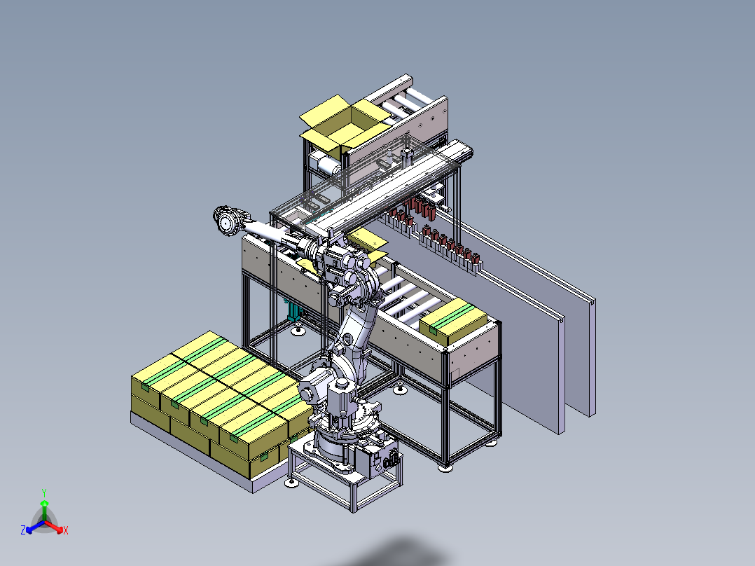 自动拆箱上料输送总装正等轴测图