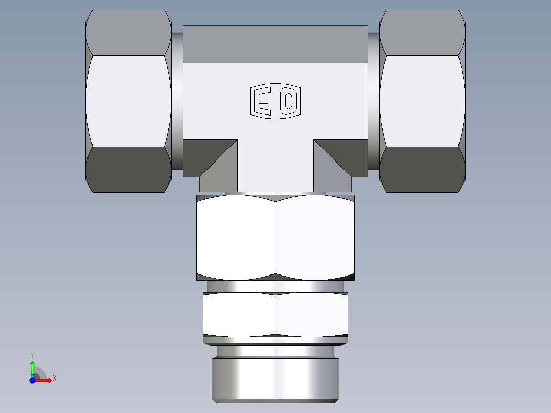卡套式工业通用硬管接头EO_Assembled_adjustable_standpipe_branch_tee_EVT38SM71前视图