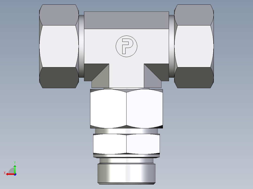卡套式工业通用硬管接头EO_Assembled_adjustable_standpipe_branch_tee_EVT38SM71后视图