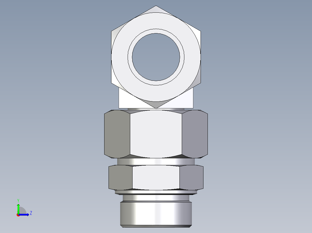 卡套式工业通用硬管接头EO_Assembled_adjustable_standpipe_branch_tee_EVT38SM71左视图