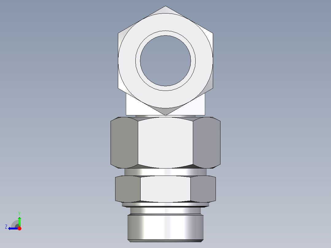 卡套式工业通用硬管接头EO_Assembled_adjustable_standpipe_branch_tee_EVT38SM71右视图