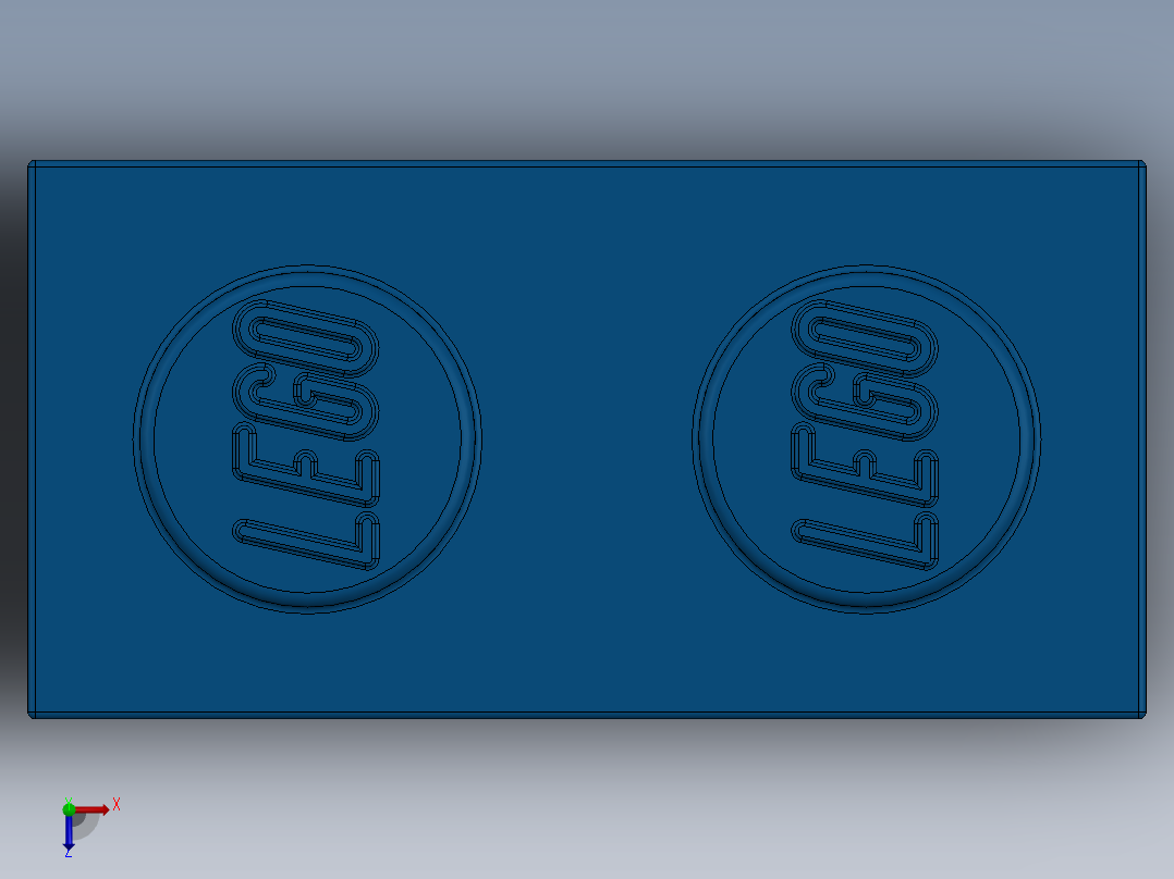 乐高套装 4421基本积木-300423 Bright Blue Brick 1 x 2.SLDPRT俯视图