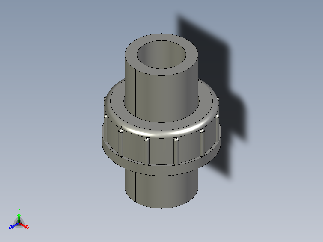 聚氯乙烯配件29-Sch80_Union T375_SxS_897-375-012_1.25in正等轴测图