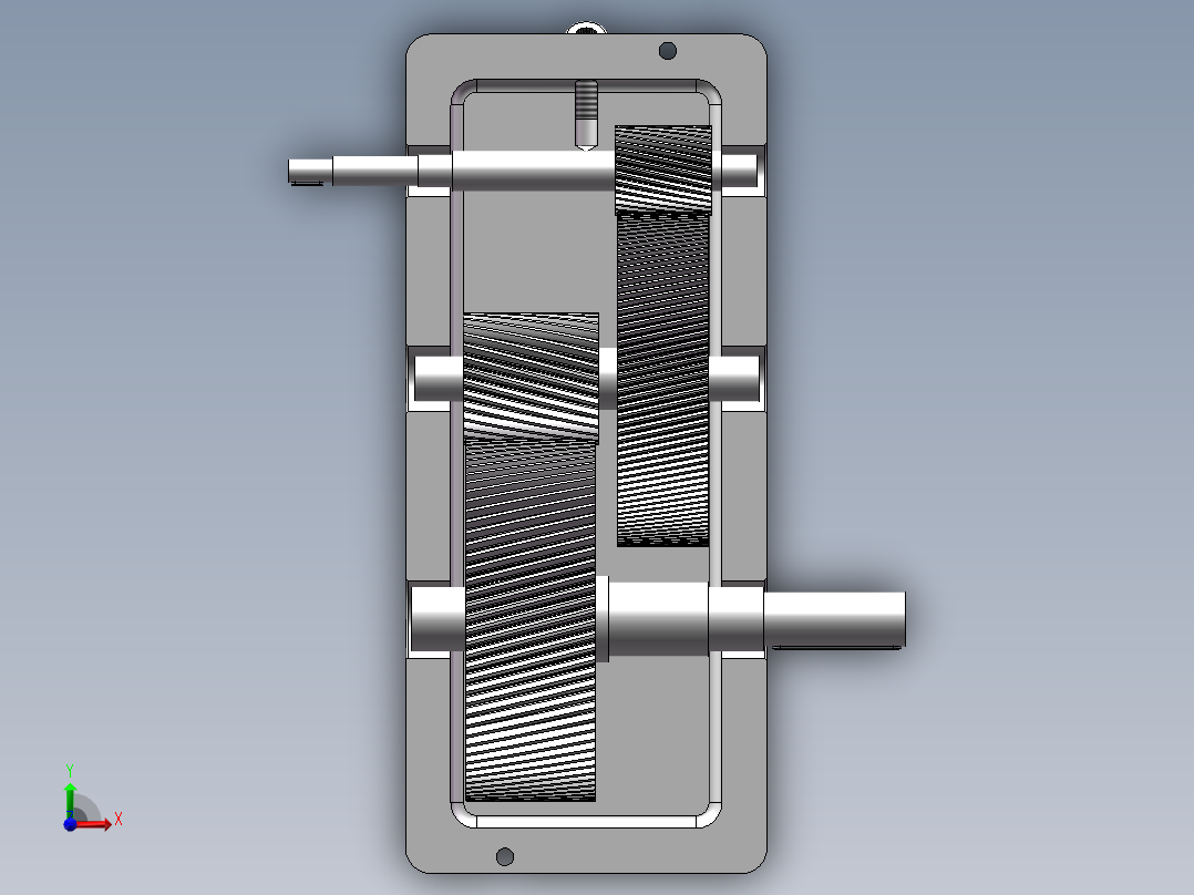 二级斜齿减速器三维(2)前视图