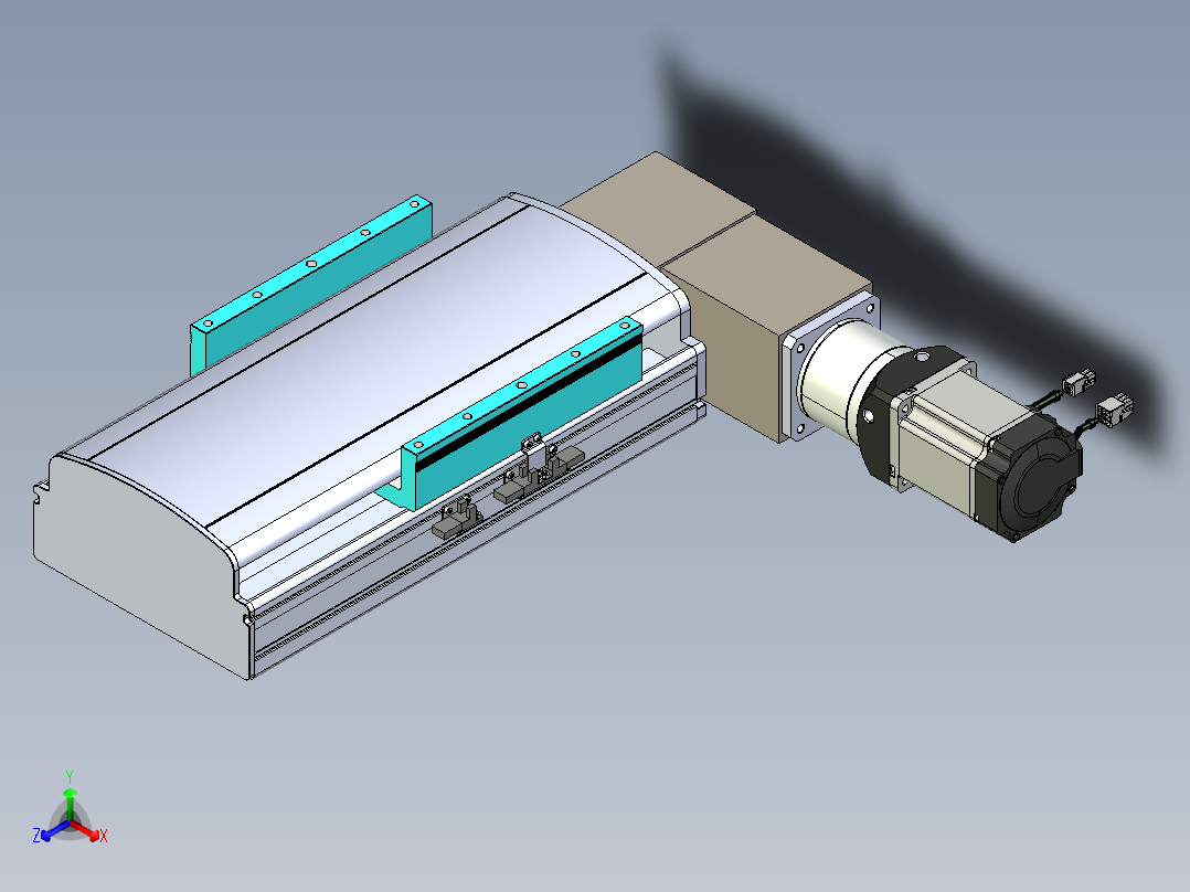 同步带滑台-半封闭B22-L100-C-S50-R-P75-D3-N5正等轴测图