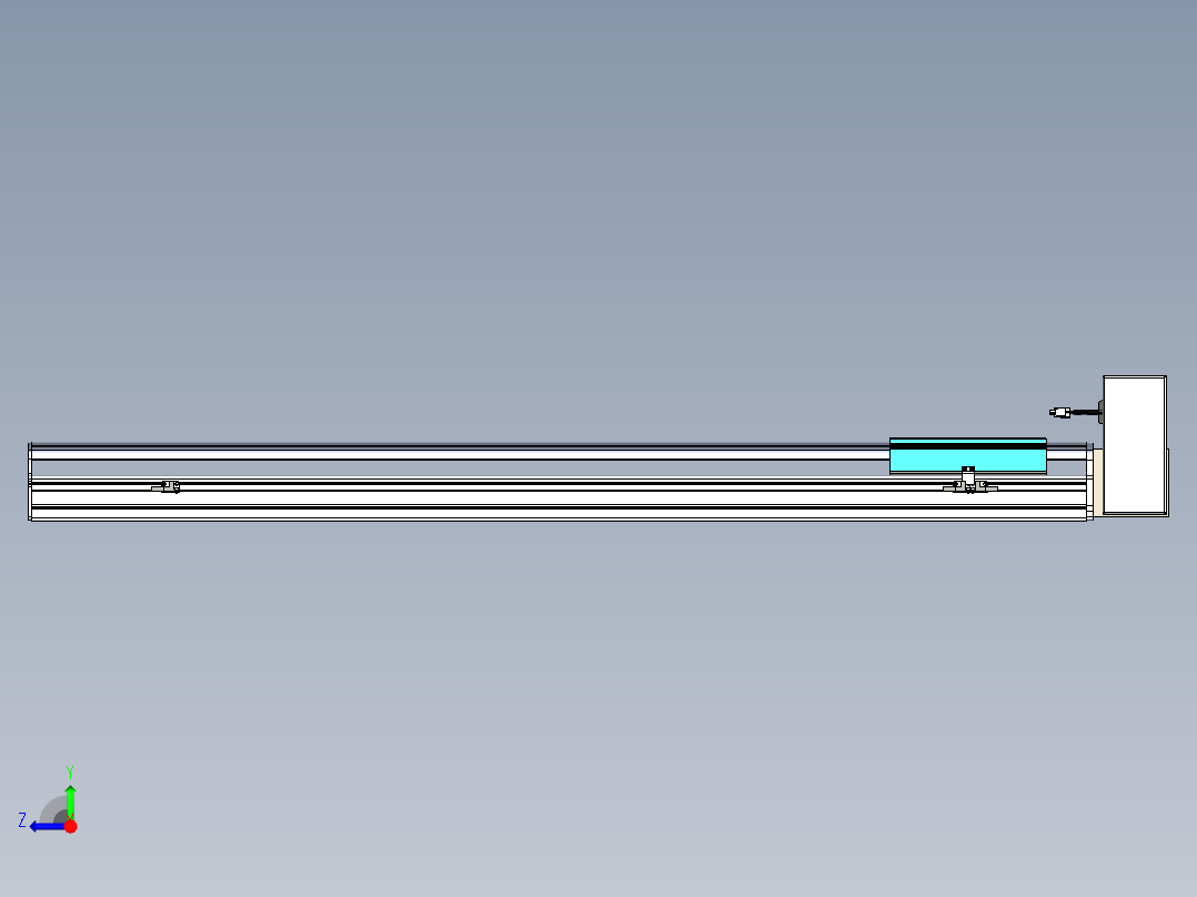 同步带滑台-半封闭B22H-L100-C-S1150-RU-P75-D3-N5右视图