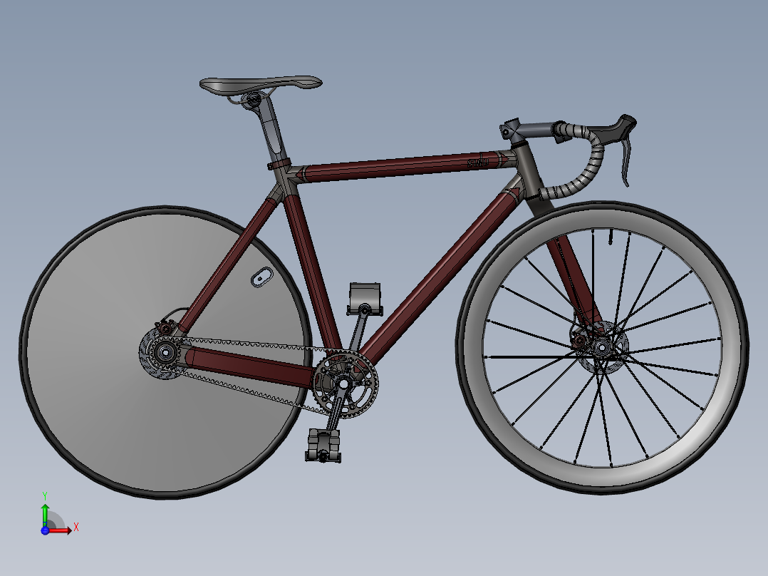 76---赛车自行车模型SW2015三维图纸模型设计图纸前视图