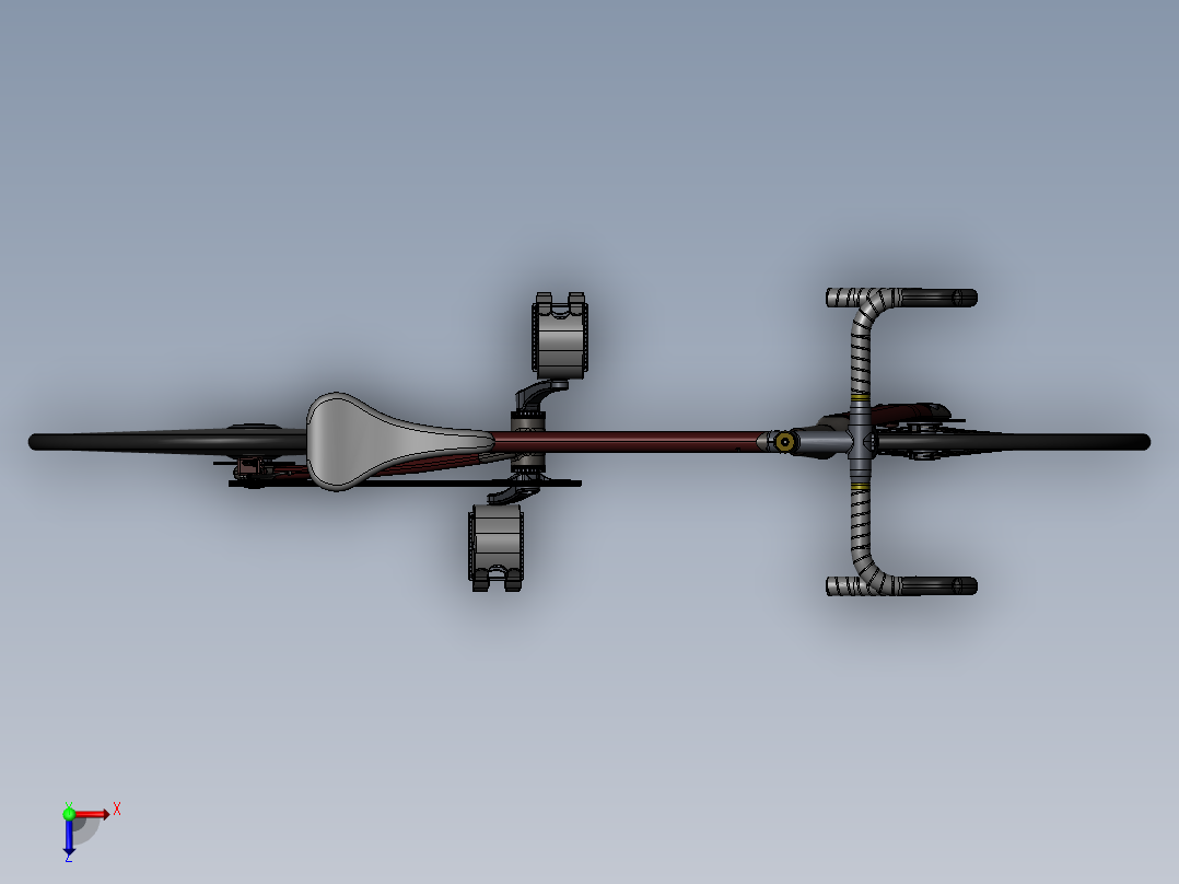 76---赛车自行车模型SW2015三维图纸模型设计图纸俯视图