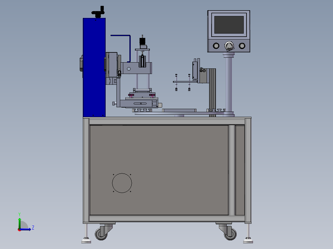 四工位转盘丝印机sw20可编辑左视图