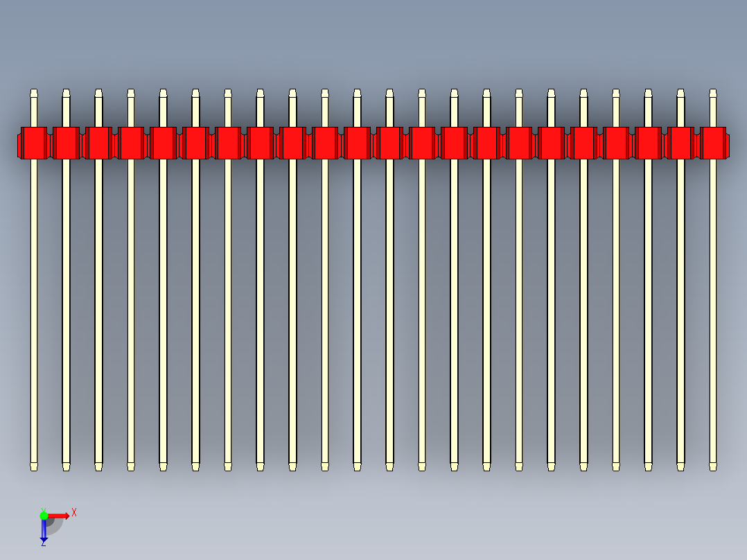 彩色公头100mil（2.54mm）系列-DS1021_red_2x22p_100mil_Type43_rev1.0俯视图