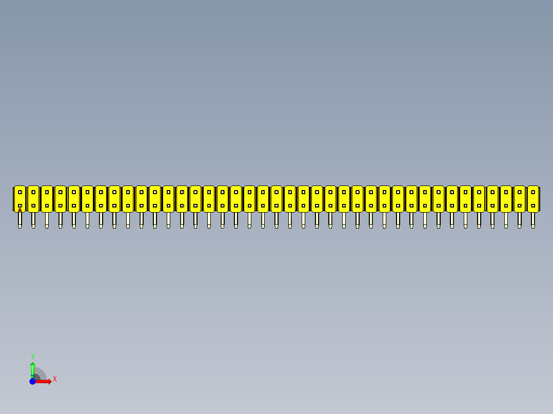彩色公排针 100mil 2.54mm 系列-DS1022_yellow_2x39p_100mil_TypeD_rev1.0前视图
