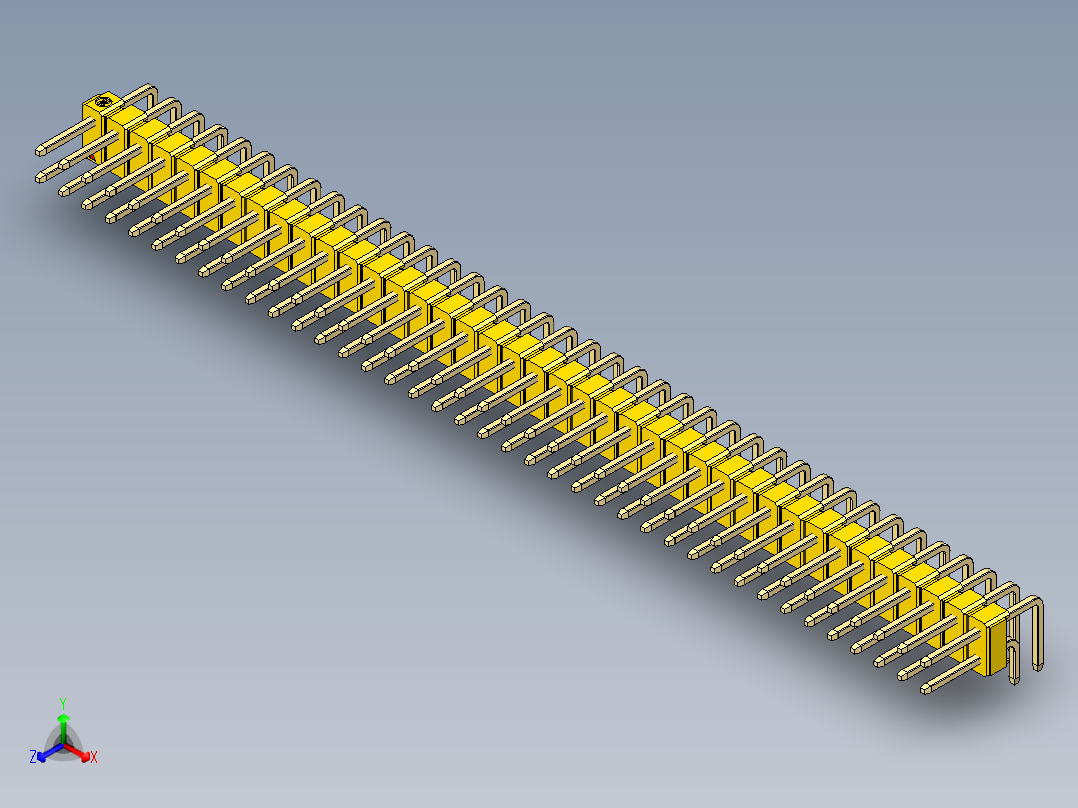 彩色公排针 100mil 2.54mm 系列-DS1022_yellow_2x39p_100mil_TypeD_rev1.0正等轴测图