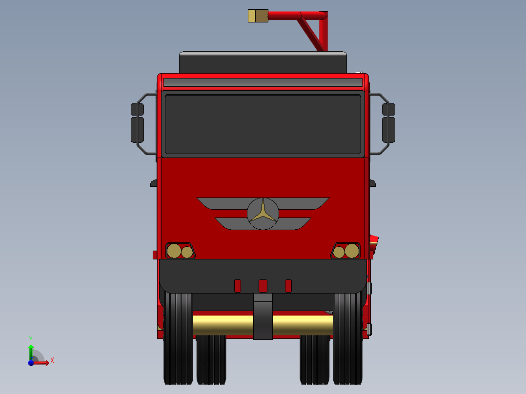 压裂车架三维SW模型左视图