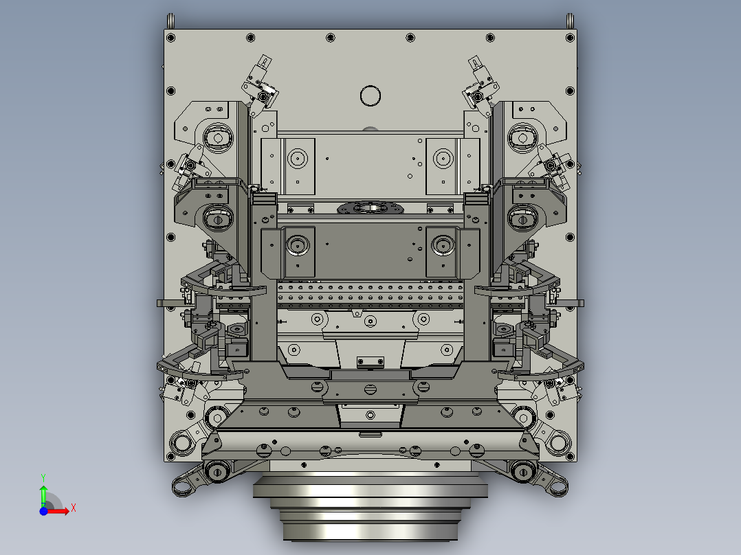 TA80A-VOLVO副车架液压治具图-配合自动产线前视图