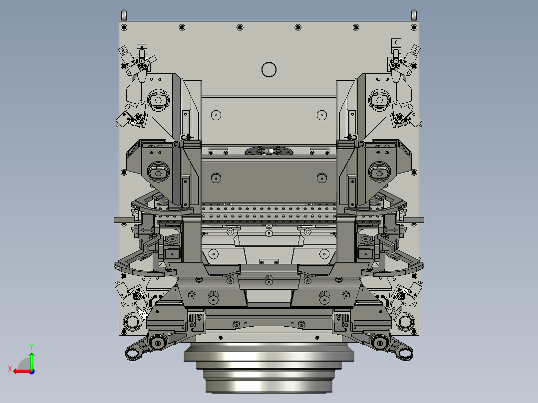 TA80A-VOLVO副车架液压治具图-配合自动产线后视图