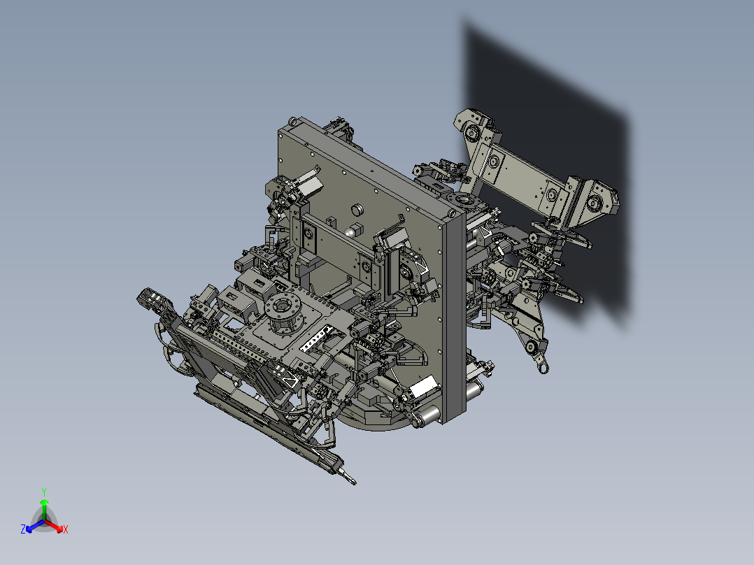 TA80A-VOLVO副车架液压治具图-配合自动产线正等轴测图