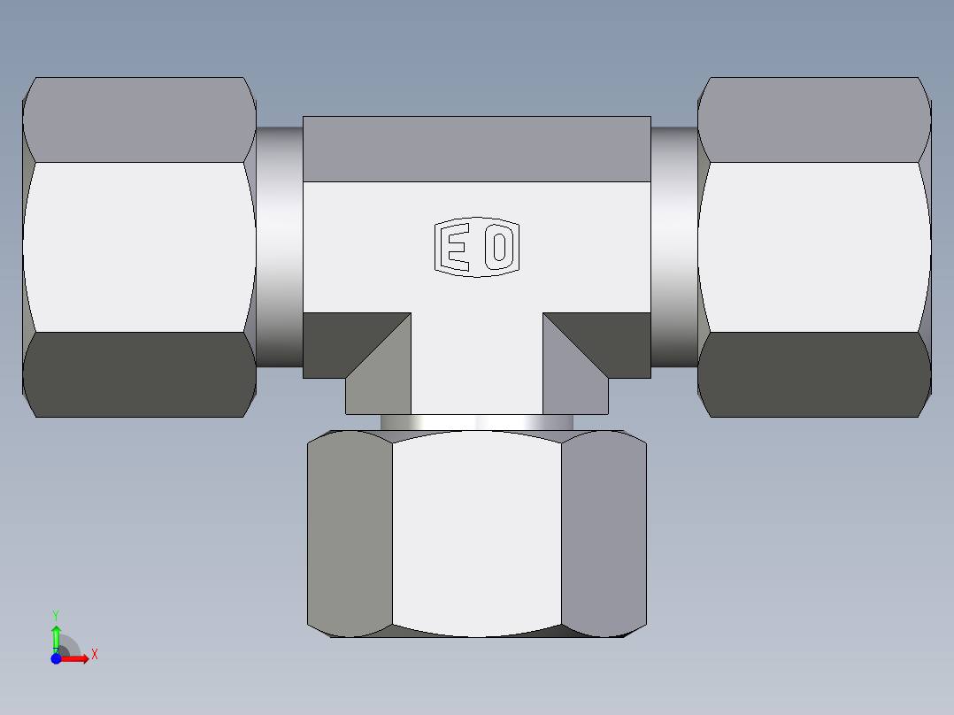 卡套式工业通用硬管接头EO_Swivel_nut_branch_tee_ET10SCF前视图
