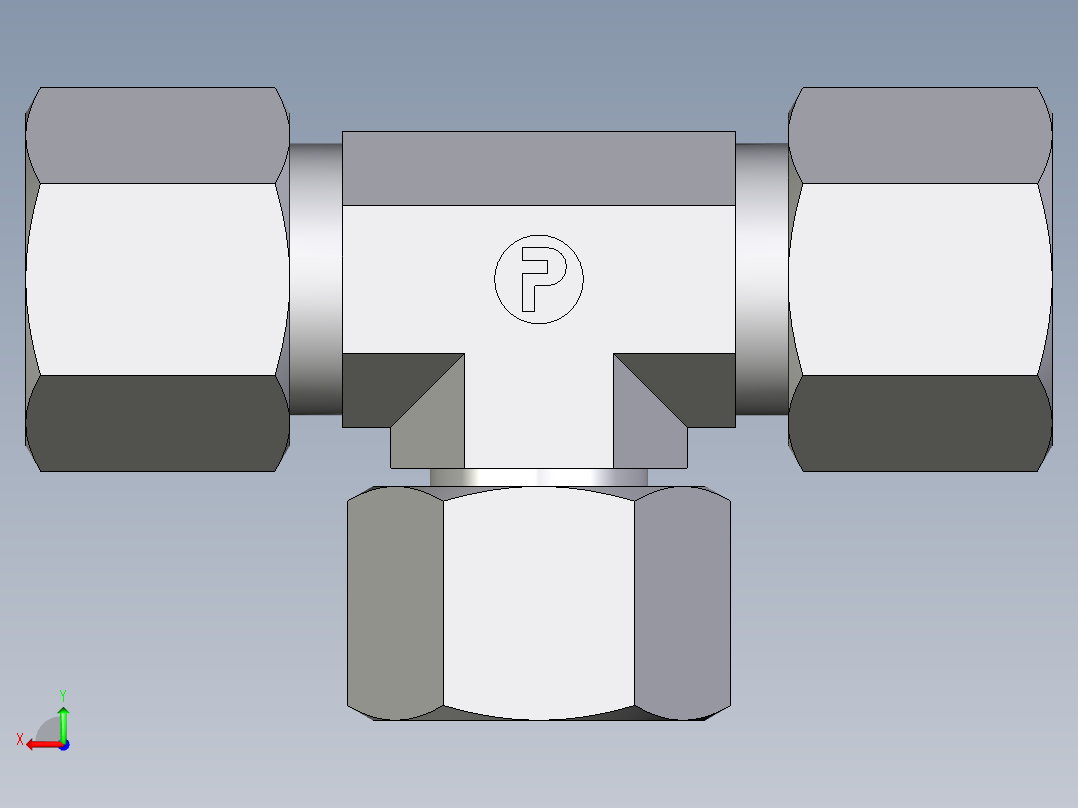 卡套式工业通用硬管接头EO_Swivel_nut_branch_tee_ET10SCF后视图