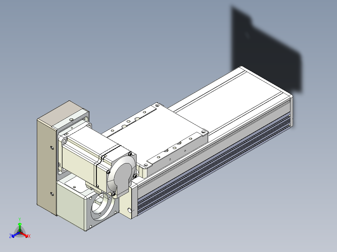 同步带全封闭直线模组TPA-HCB-105D-90-L100-LU-Y-P20-N3正等轴测图