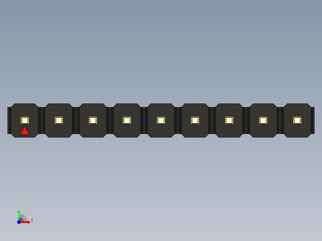 彩色公头100mil（2.54mm）系列-DS1021_black_1x09p_100mil_Type5_rev1.0前视图