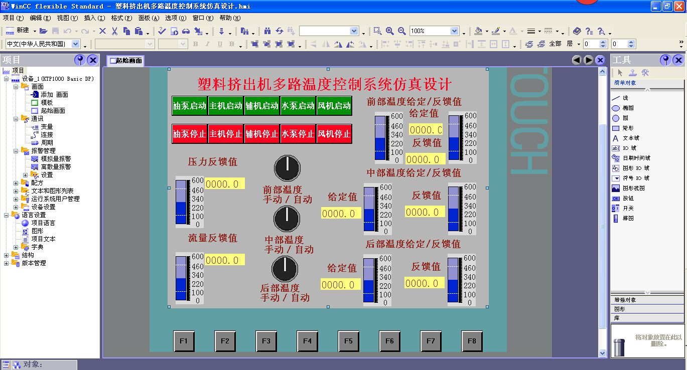 Q171-塑料挤出机的多路温度控制系统设计及仿真【西门子PLC】