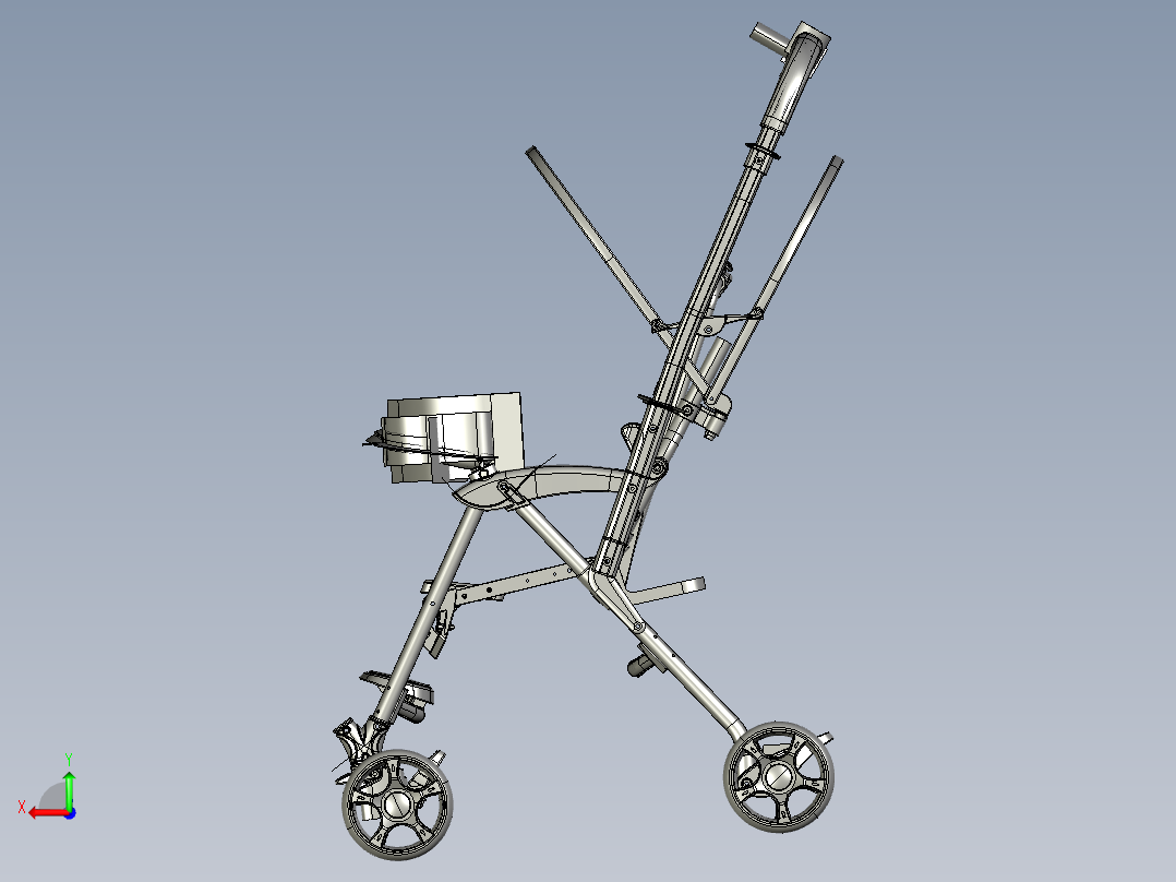 Branded Baby strollers婴儿推车结构3D图纸 STP格式后视图