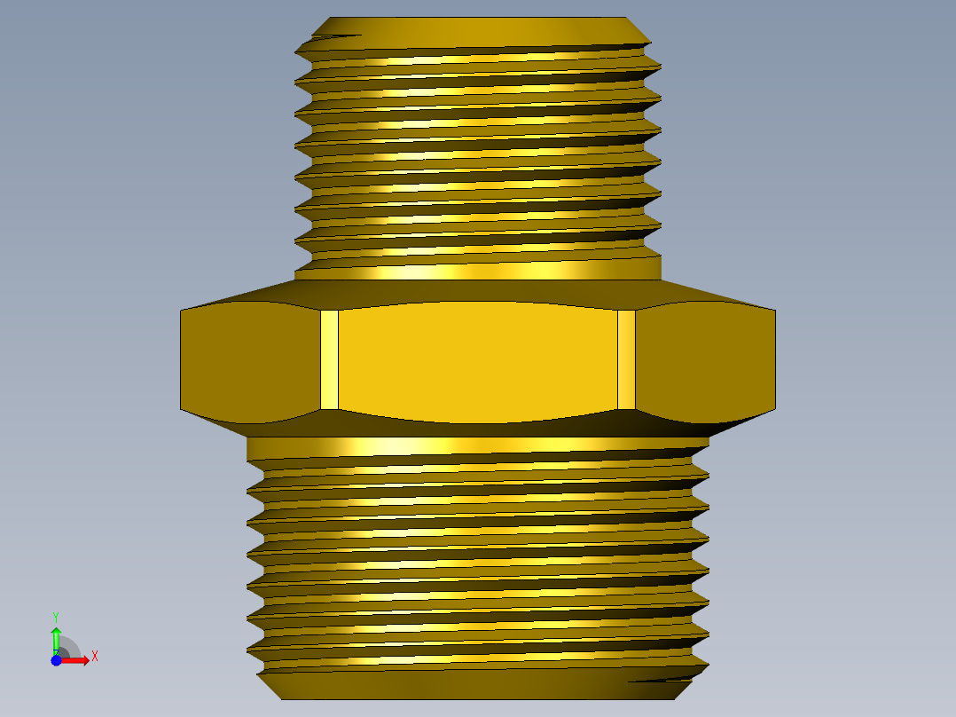 螺纹接头六角适配器G3_4”至G1_2”前视图