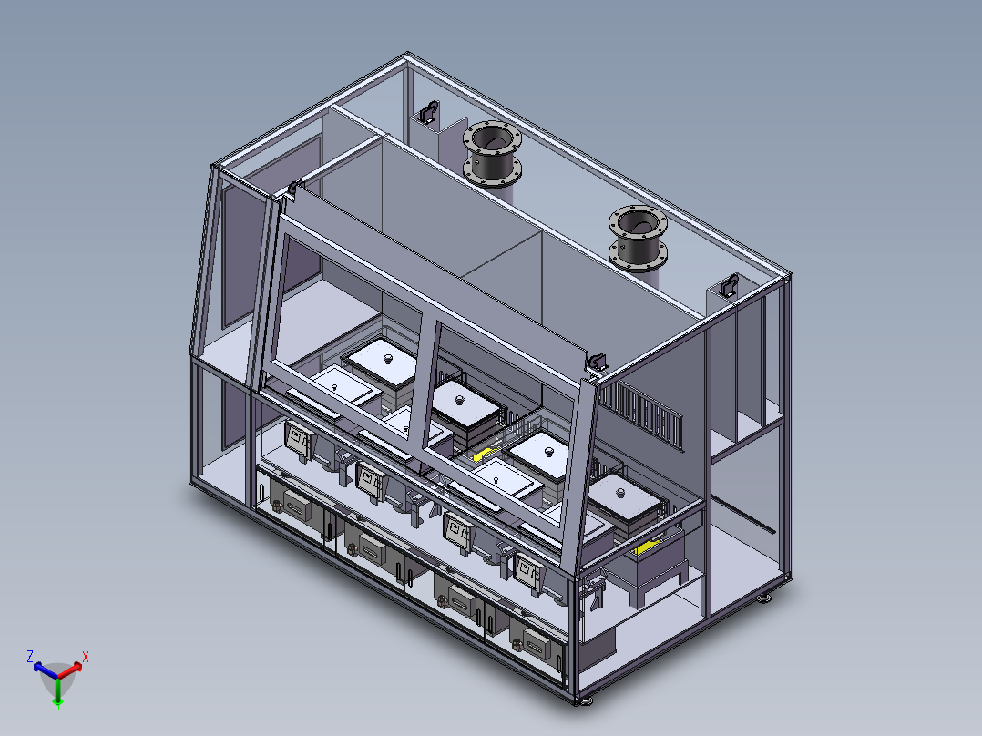 厚胶湿法去胶机正等轴测图
