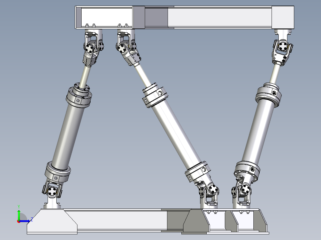 并联机器人octahedral-hexapod-mechanism-parallel-robot INV STP IGS STL左视图