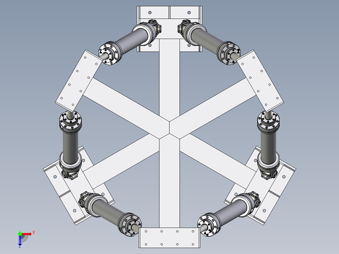 并联机器人octahedral-hexapod-mechanism-parallel-robot INV STP IGS STL俯视图