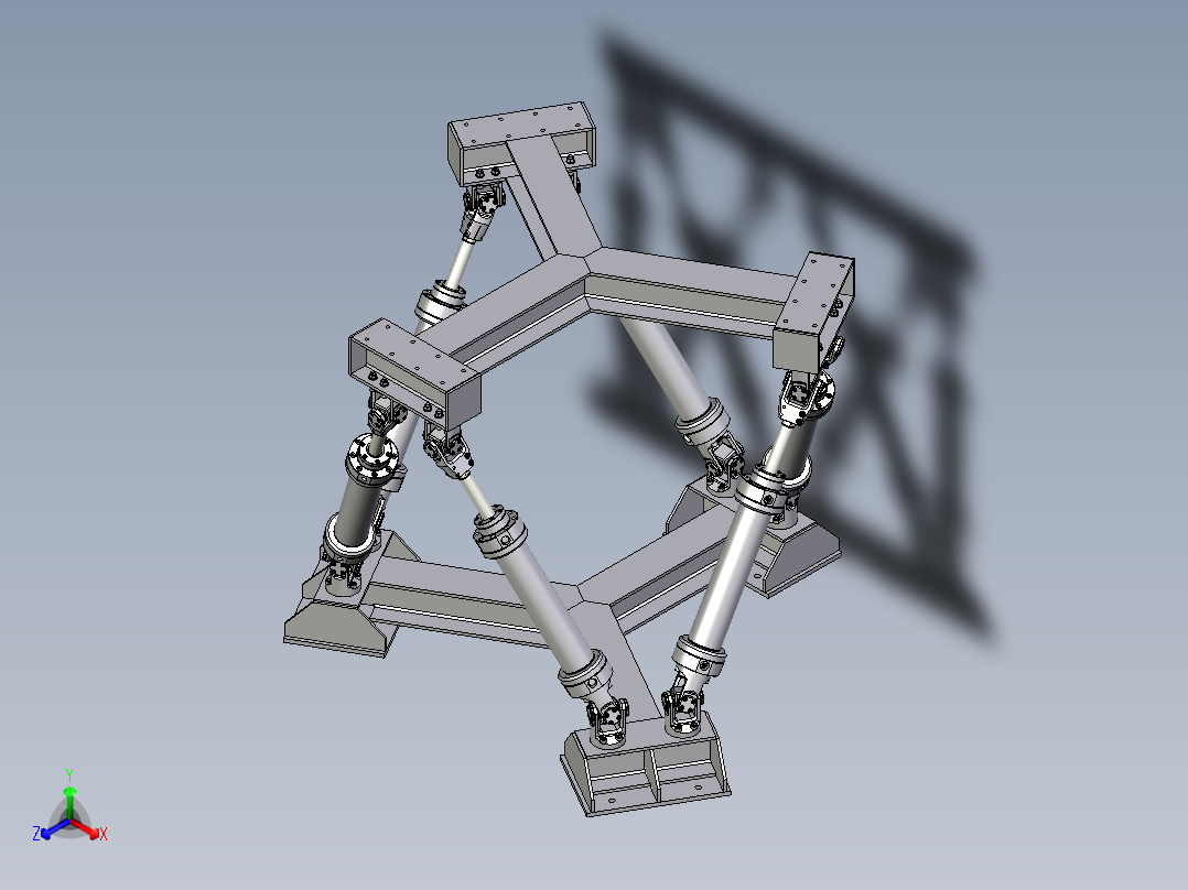 并联机器人octahedral-hexapod-mechanism-parallel-robot INV STP IGS STL正等轴测图