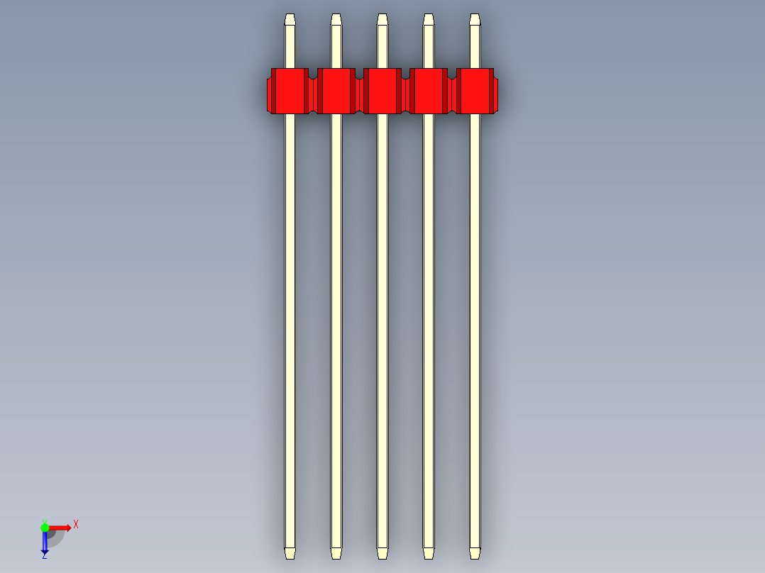 彩色公头100mil（2.54mm）系列-DS1021_red_2x05p_100mil_Type43_rev1.0俯视图