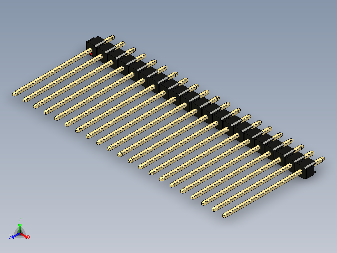 彩色公头100mil（2.54mm）系列-DS1021_black_1x21p_100mil_Type19_rev1.0正等轴测图