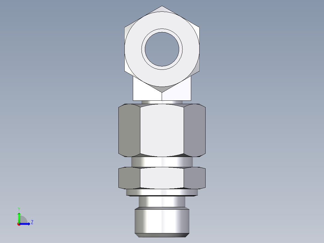 卡套式工业通用硬管接头EO_Assembled_adjustable_standpipe_branch_tee_EVT12LM71左视图