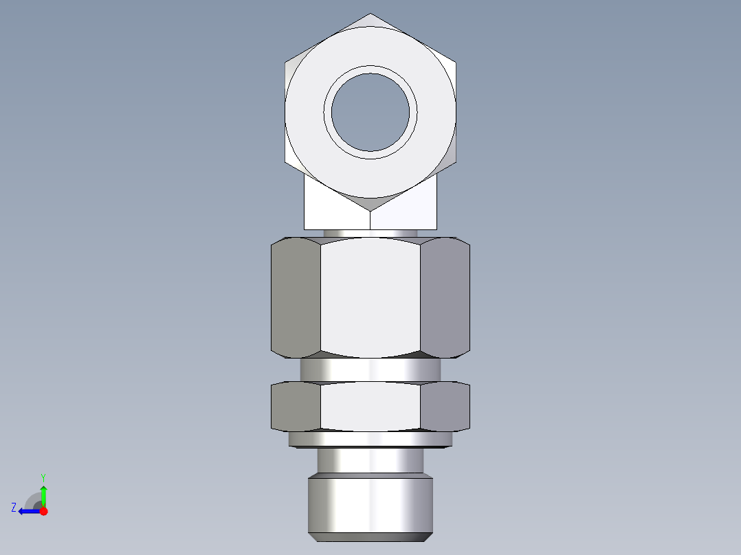 卡套式工业通用硬管接头EO_Assembled_adjustable_standpipe_branch_tee_EVT12LM71右视图