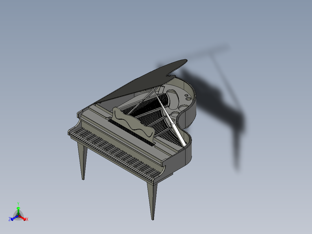 三角钢琴彩色键盘正等轴测图