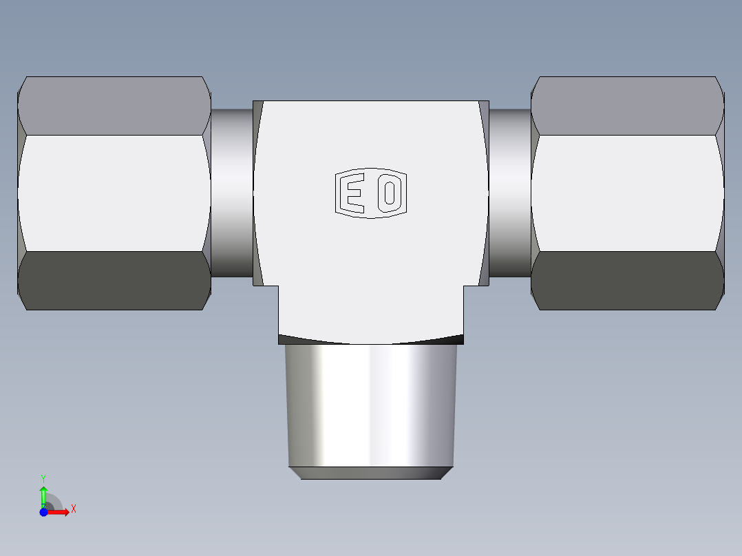 卡套式工业通用硬管接头EO_Male_stud_run_tee_TE06LLRCF前视图