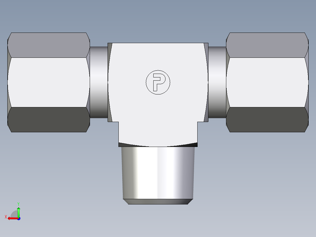 卡套式工业通用硬管接头EO_Male_stud_run_tee_TE06LLRCF后视图
