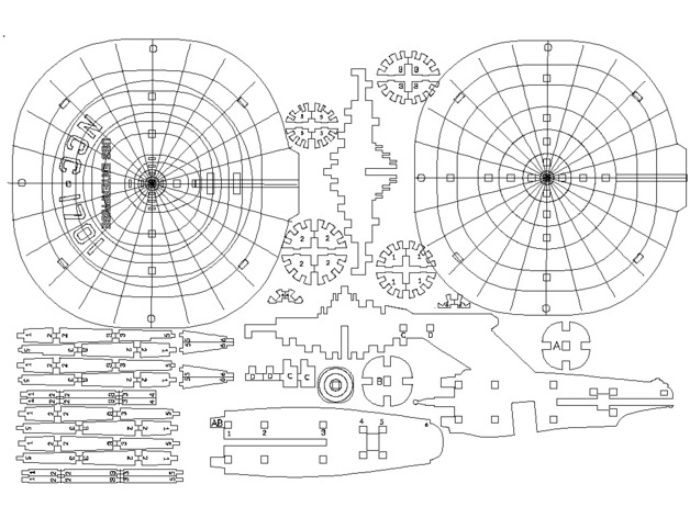 USS Enterprise宇宙飞船模型激光雕刻图纸 dwg dxf格式