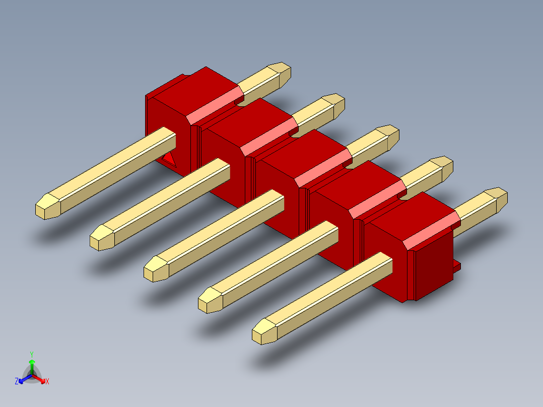 彩色公头100mil（2.54mm）系列-DS1021_red_1x05p_100mil_Type1_rev1.0